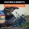 CURT Tray-Style Hitch-Mounted Bike Rack for Secure Transport CURT tray-style bike rack with hitch-mount, holding four bikes securely.