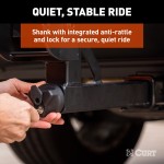 CURT Aluminum Bike Rack - Lightweight & Secure Platform Design CURT aluminum bike rack #18088 mounted on vehicle, holds two bikes securely.