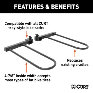 CURT Tray-Style Hitch Mounted Bike Rack with Adjustable Cradles CURT tray-style bike rack with adjustable cradles for various bike sizes
