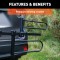 CURT tray-style bike rack with adjustable cradles for various bike sizes