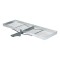CURT Aluminum Hitch-Mounted Folding Cargo Carrier 500 lbs Capacity CURT tray-style hitch-mounted cargo carrier with aluminum design, folding feature, and 500 lbs capacity mounted on a vehicle.