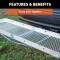 CURT Aluminum Hitch-Mounted Folding Cargo Carrier 500 lbs Capacity CURT tray-style hitch-mounted cargo carrier with aluminum design, folding feature, and 500 lbs capacity mounted on a vehicle.