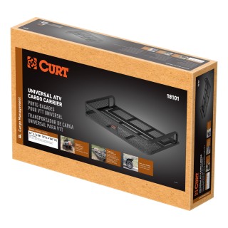 CURT Universal ATV Cargo Carrier with High Sides and Mesh Base CURT ATV cargo carrier with 41x26 dimensions and 6-inch high sides for secure cargo transport