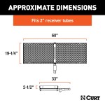 CURT trailer hitch cargo carrier, mesh tray-style, black powder coat, mounted on vehicle.