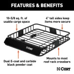 CURT Roof Rack Cargo Carrier with Extension for Extra Storage CURT roof rack cargo carrier with extension offering increased storage space on vehicle