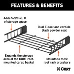 CURT Roof Rack Cargo Carrier, Expandable to 16 sq ft CURT roof rack cargo carrier with extension offers extra storage for vehicles