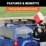 CURT Roof Rack Cargo Carrier, Expandable to 16 sq ft CURT roof rack cargo carrier with extension offers extra storage for vehicles