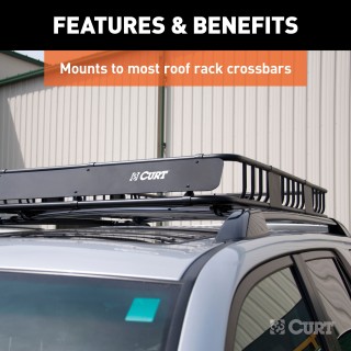 CURT Roof Rack Cargo Carrier, Expandable to 16 sq ft CURT roof rack cargo carrier with extension offers extra storage for vehicles