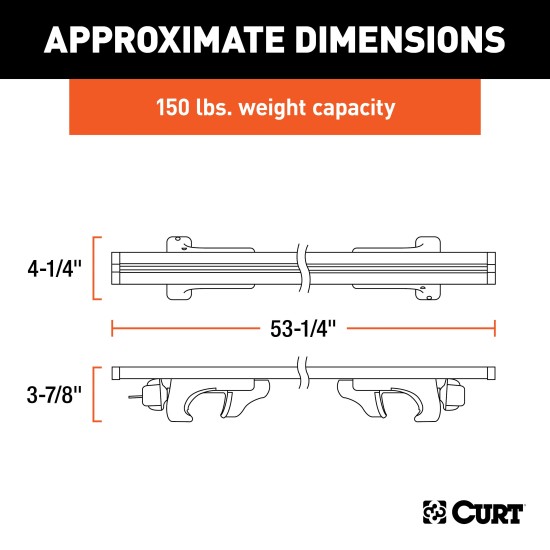CURT Universal Roof Rack Cross Bars for Secure Cargo Storage CURT roof rack cross bars with black powder coat finish on car