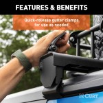 CURT Jeep Roof Rack Crossbars for Wrangler JL and Gladiator CURT Jeep roof rack crossbars mounted on a Jeep Wrangler JL or Gladiator, offering enhanced cargo storage.