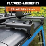 CURT Jeep Roof Rack Crossbars for Wrangler JL and Gladiator CURT Jeep roof rack crossbars mounted on a Jeep Wrangler JL or Gladiator, offering enhanced cargo storage.