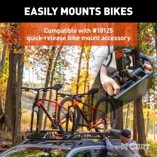 CURT Roof Rack Cargo Carrier for Secure Vehicle Storage CURT roof rack cargo carrier on vehicle, showing secure storage of bulky items.