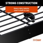 CURT Roof Rack Cargo Carrier for Secure Vehicle Storage CURT roof rack cargo carrier on vehicle, showing secure storage of bulky items.
