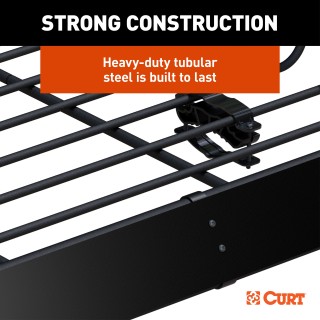 CURT Roof Rack Cargo Carrier for Secure Vehicle Storage CURT roof rack cargo carrier on vehicle, showing secure storage of bulky items.