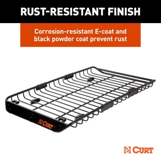CURT Roof Rack Cargo Carrier for Secure Vehicle Storage CURT roof rack cargo carrier on vehicle, showing secure storage of bulky items.