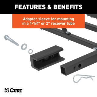 CURT Hitch-Mounted Cargo Carrier with Heavy-Duty Steel CURT basket cargo carrier with 6-inch tall sides for secure travel, fits most receiver hitches, holds up to 500 lbs.