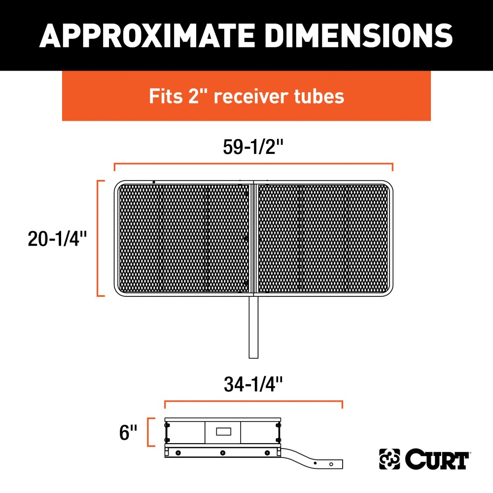 CURT Hitch-Mounted Cargo Carrier for Maximum Vehicle Storage CURT cargo carrier hitch-mounted on vehicle, maximizing storage space