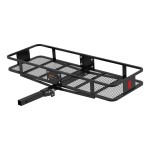 CURT Hitch-Mounted Basket Cargo Carrier with Folding Shank CURT basket cargo carrier with folding shank, 6-inch high sides, black powder coat finish