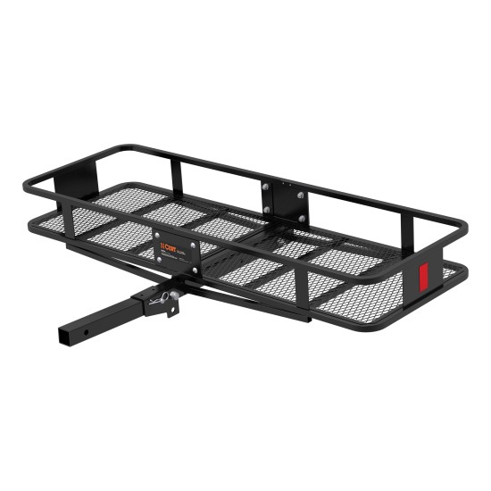 CURT Hitch-Mounted Basket Cargo Carrier with Folding Shank CURT basket cargo carrier with folding shank, 6-inch high sides, black powder coat finish