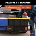 CURT Hitch-Mounted Basket Cargo Carrier with Folding Shank CURT basket cargo carrier with folding shank, 6-inch high sides, black powder coat finish