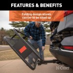 CURT Hitch-Mounted Basket Cargo Carrier with Folding Shank CURT basket cargo carrier with folding shank, 6-inch high sides, black powder coat finish