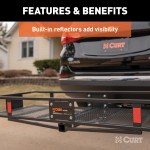 CURT Hitch-Mounted Basket Cargo Carrier with Folding Shank CURT basket cargo carrier with folding shank, 6-inch high sides, black powder coat finish