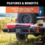 CURT Hitch-Mounted Basket Cargo Carrier with Folding Shank CURT basket cargo carrier with folding shank, 6-inch high sides, black powder coat finish