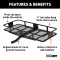 CURT Hitch-Mounted Basket Cargo Carrier with Heavy-Duty Steel CURT hitch-mounted basket cargo carrier with 6-inch tall sides and a mesh platform, designed for 2-inch hitch receivers.