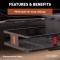 CURT Hitch-Mounted Basket Cargo Carrier with Heavy-Duty Steel CURT hitch-mounted basket cargo carrier with 6-inch tall sides and a mesh platform, designed for 2-inch hitch receivers.
