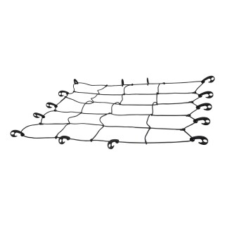CURT Roof Rack Cargo Carrier Net 44x38 Inches CURT cargo carrier net with hooks securing cargo on a roof rack, measuring 44 by 38 inches.