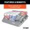 CURT Roof Rack Cargo Carrier Net 44x38 Inches CURT cargo carrier net with hooks securing cargo on a roof rack, measuring 44 by 38 inches.