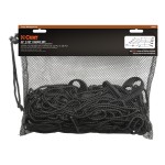 CURT cargo carrier net with hooks securing cargo on a roof rack, measuring 44 by 38 inches.