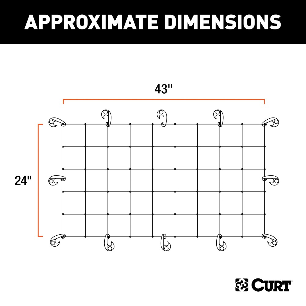 CURT Cargo Carrier Net for Secure Travel and Easy Handling CURT cargo carrier net securing items on a vehicle's cargo carrier