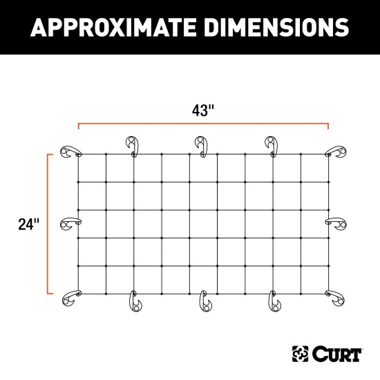 CURT Cargo Carrier Net for Secure Travel and Easy Handling CURT cargo carrier net securing items on a vehicle's cargo carrier