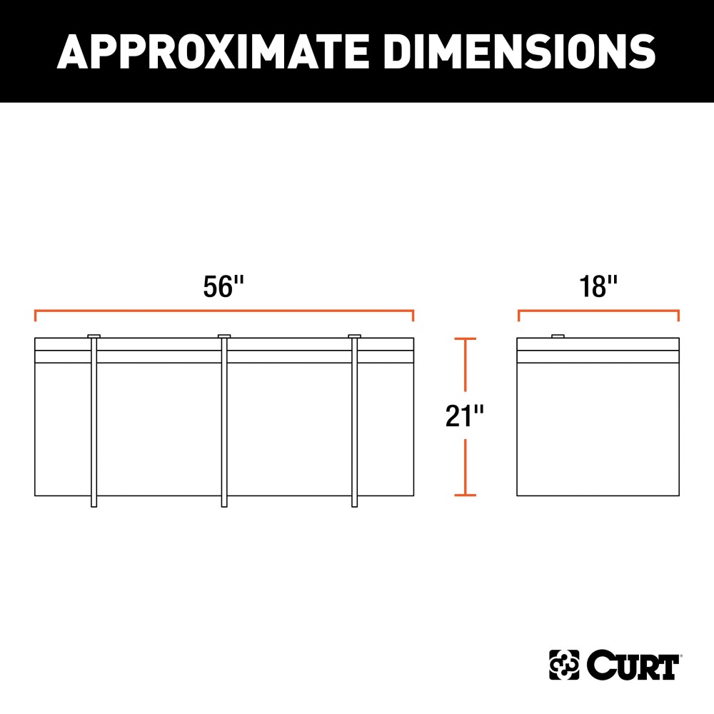 CURT Cargo Bag - Durable, Waterproof, UV-Resistant Storage Black CURT cargo bag made from UV-resistant vinyl, securely fitted on a cargo carrier.