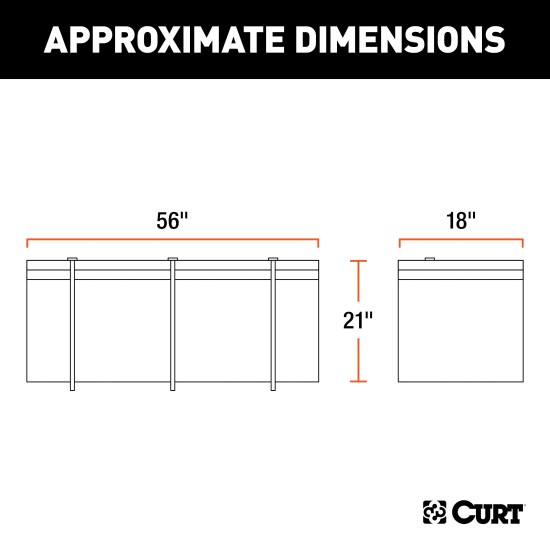 CURT Cargo Bag - Durable, Waterproof, UV-Resistant Storage Black CURT cargo bag made from UV-resistant vinyl, securely fitted on a cargo carrier.