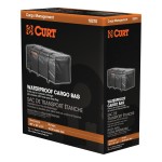 CURT Cargo Bag - Durable, Waterproof, UV-Resistant Storage Black CURT cargo bag made from UV-resistant vinyl, securely fitted on a cargo carrier.