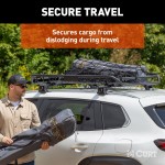 CURT Cargo Carrier Net - Secure Your Cargo with Reliable Netting CURT cargo carrier net securely fastened over roof rack with hooks
