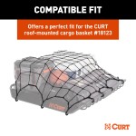 CURT Cargo Carrier Net - Secure Your Cargo with Reliable Netting CURT cargo carrier net securely fastened over roof rack with hooks