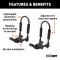 CURT kayak roof rack with adjustable arms and foam padding on vehicle roof