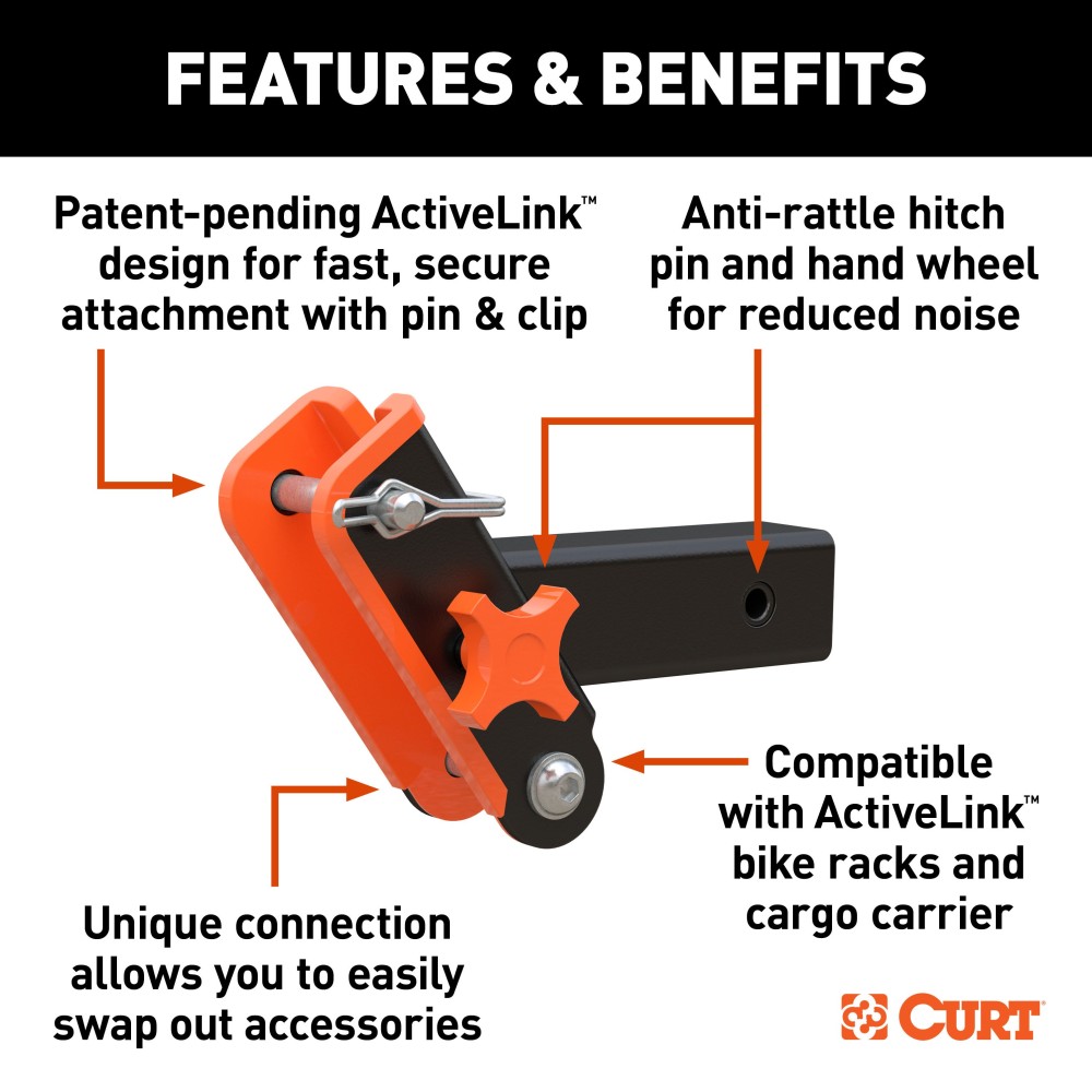 CURT ActiveLink System - Versatile Towing Technology CURT ActiveLink system for easy accessory swaps with anti-rattle features