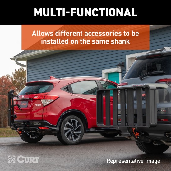 CURT ActiveLink SE 2-Bike Rack with Innovative Hitch System CURT ActiveLink SE bike rack holding two bikes on a vehicle hitch.