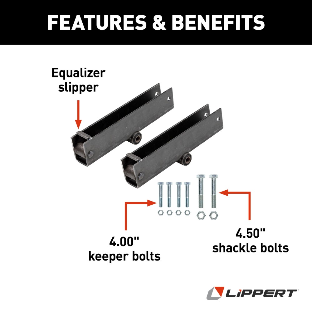 Lippert Replacement Trailer Axle AP Kits for Suspension Repair Lippert replacement trailer axle AP kit components including bolts and nuts