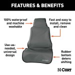 CURT Seat Defender Universal Car Seat Cover - Grey CURT Seat Defender car seat cover in grey, fits 58x23 inch bucket seats, universal design