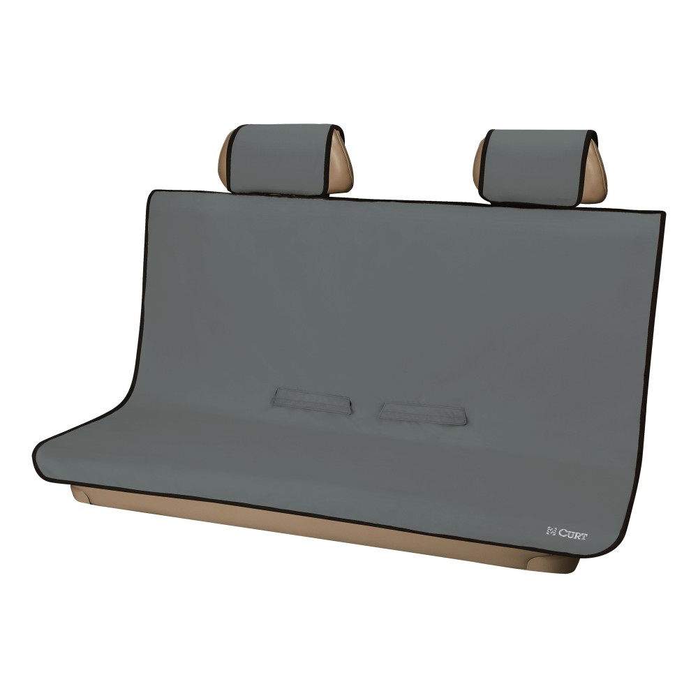 CURT Seat Defender Universal Waterproof Bench Seat Cover Grey CURT Seat Defender bench seat cover offering protection against dirt, spills, and pet dander, easy to install and remove.
