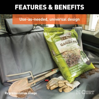 CURT Seat Defender Universal Waterproof Bench Seat Cover Grey CURT Seat Defender bench seat cover offering protection against dirt, spills, and pet dander, easy to install and remove.