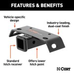 CURT Bumper Hitch with 2 Inch Receiver - Black Powder Coated CURT bumper hitch black powder coat finish, fits 2 inch receiver on step bumper, towing solution