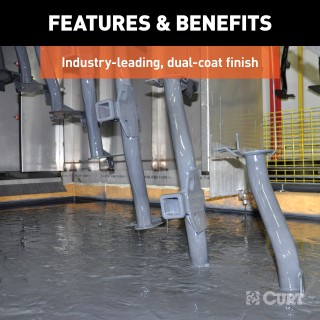 CURT RV Hitch for Reliable Towing and Extra Cargo Space CURT RV hitch mounted on a vehicle, showcasing robust design and 2-inch receiver.