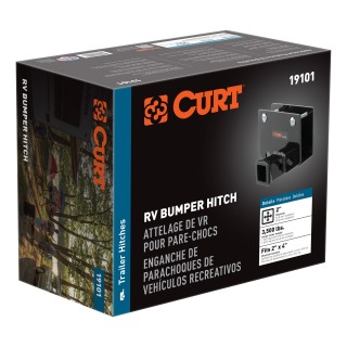 CURT RV Hitch for Reliable Towing and Extra Cargo Space CURT RV hitch mounted on a vehicle, showcasing robust design and 2-inch receiver.