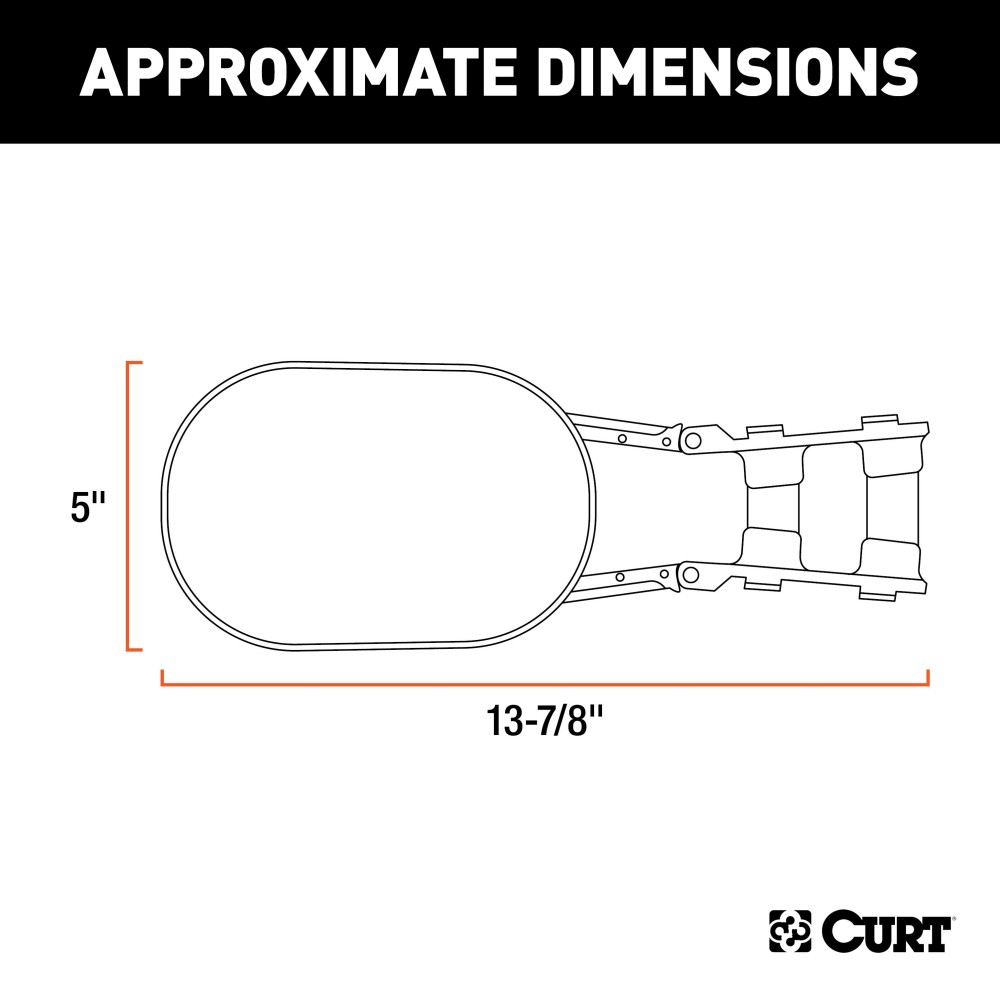 CURT Extended View Tow Mirror for Enhanced Towing Visibility CURT extended view tow mirror attached to a vehicle mirror, enhancing rear visibility while towing.